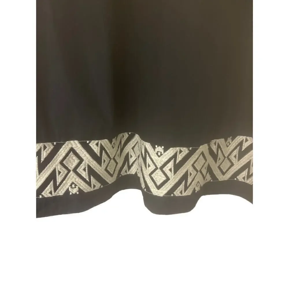 BANANA REPUBLIC FACTORY Black 100% Cotton Embroidered Puff Sleeve Mini Dress XL